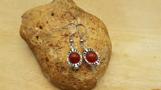 Oval frame Carnelian earrings