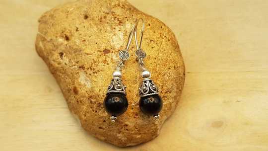 Rainbow Obsidian cone earrings