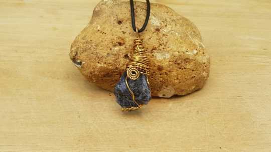 Bass wire wrap Sodalite pendant