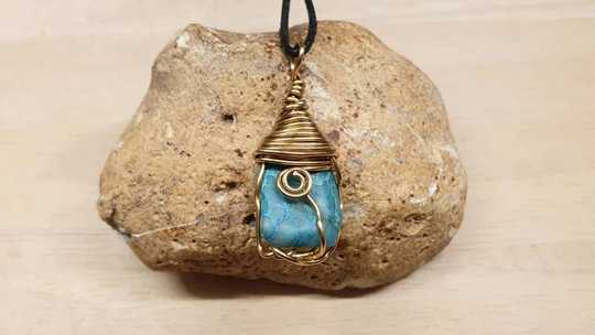 Brass Raw Chrysocolla pendant