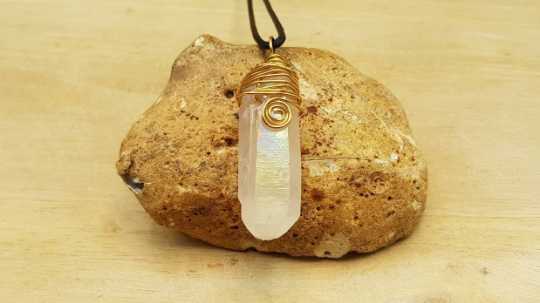 Brass Angel Aura Quartz Pendant