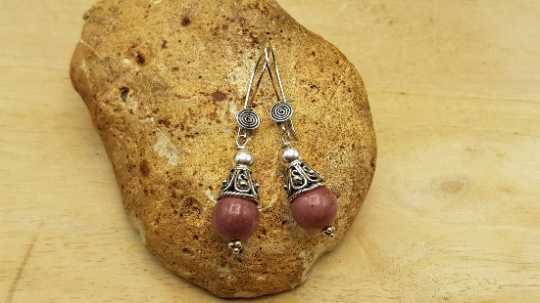 Rhodonite cone earrings