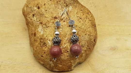 Rhodonite sphere earrings
