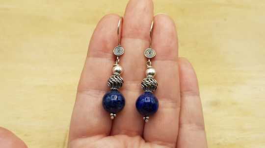 Lapis lazuli sphere earrings