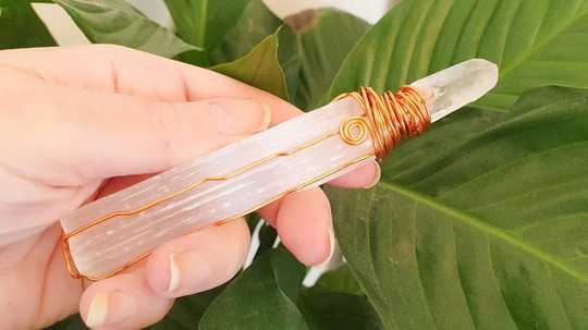 selenite quartz wand
