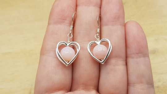 opal heart earrings