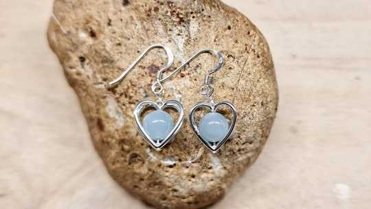 Aquamarine heart earrings