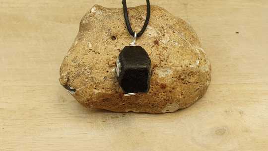 Raw black tourmaline pendant