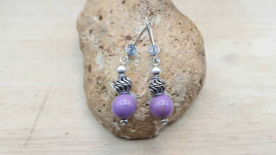 Phosphosiderite sphere earrings