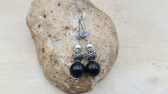 Arfvedsonite earrings