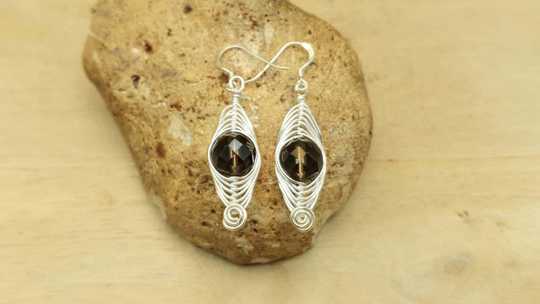 Wire wrap Smoky Quartz earrings