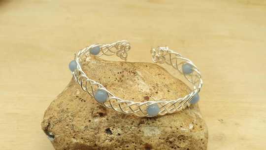 Celtic weave Angelite cuff bracelet