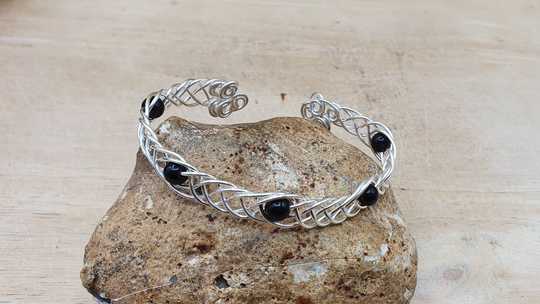 Celtic Black Onyx cuff bracelet