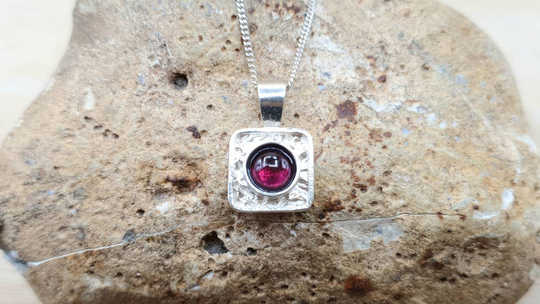 Tiny square Garnet pendant