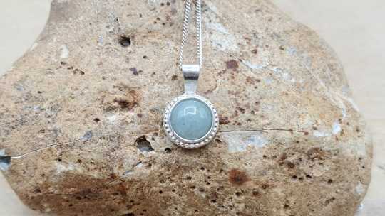 Tiny minimalist Aquamarine pendant