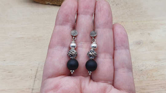 Bali Silver Shungite earrings