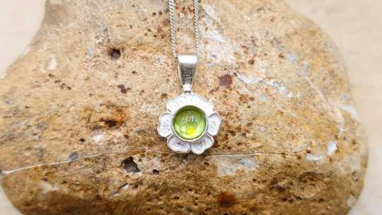 Tiny Peridot Flower Pendant