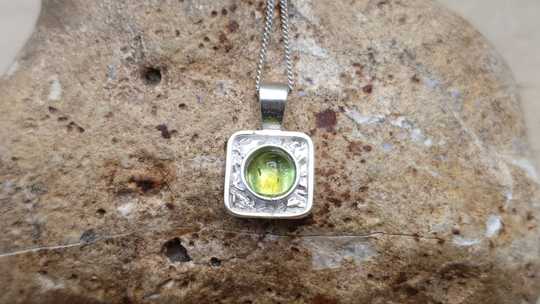 Tiny Square Peridot pendant