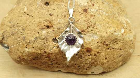 Amethyst Leaf Pendant