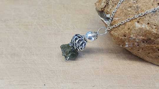 Small raw Moldavite pendant