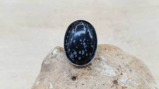Large Snowflake Obsidian ring