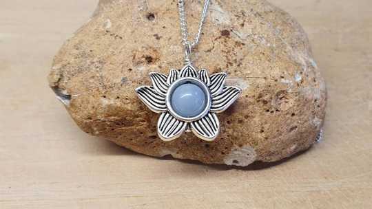 Angelite lotus pendant