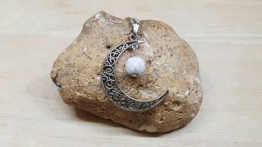 Howlite Crescent Moon Pendant