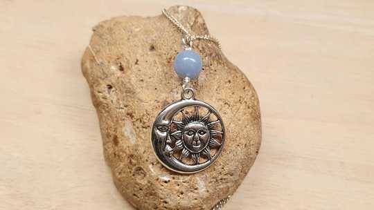 Sun Moon Angelite Pendant