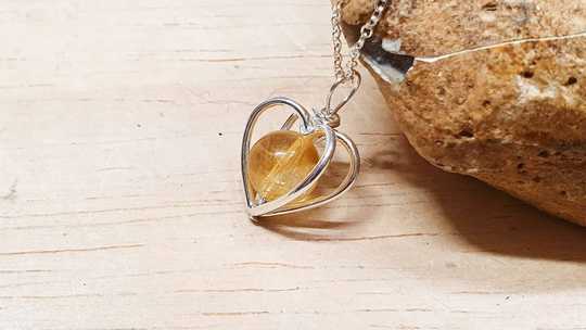 Citrine heart pendant