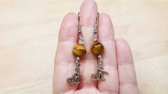 Tigers Eye Monkey Earrings