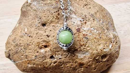 Tiny Green calcite pendant