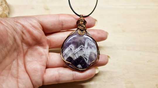 Large chevron amethyst pendant