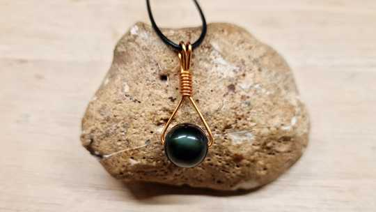 Copper rainbow obsidian pendant