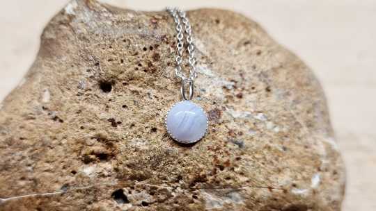 Tiny blue lace agate pendant