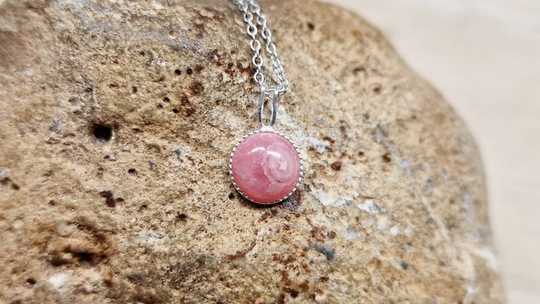 Tiny Rhodochrosite pendant 8mm