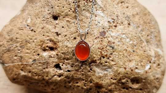 Tiny Carnelian necklace 8x6 mm