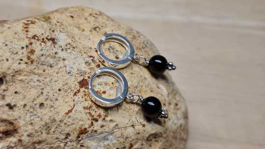 Shungite huggie hoop earrings