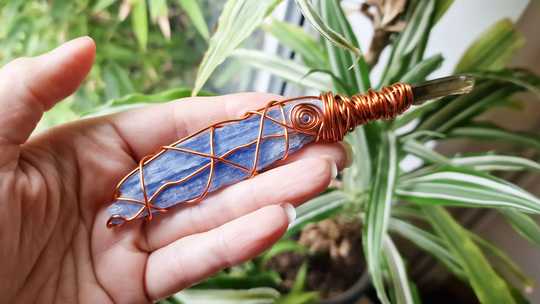 Kyanite Smoky Quartz Wand